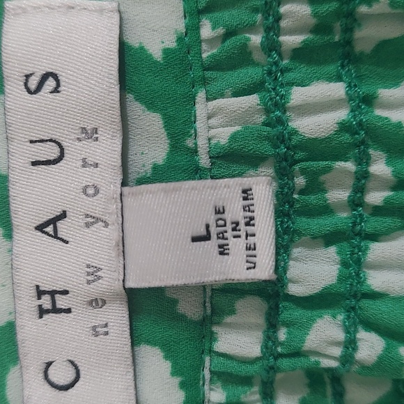 Green and white blouse Chaus New York Large - Picture 2 of 4